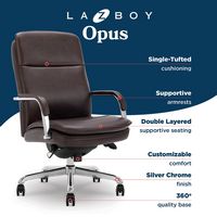 La-Z-Boy - Opus Executive Mid-Back Bonded Leather Office Chair - Dark Brown and Chrome - Left View