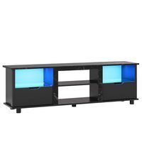 Bestier 70'' Gaming TV Stand with Storage, LED Media Console - Black Marble - Left View