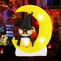 Costway - 4.3 x 5.1 ft Inflatable Owl on Moon LED Lighted Halloween Decoration w/ Large Moon & Wi... - Left View