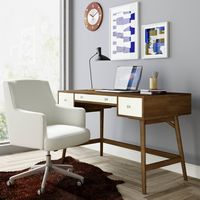 Adore Decor - Sutton Mid-Century Modern Wood 3-Drawer Writing Desk - Dark Brown - Left View