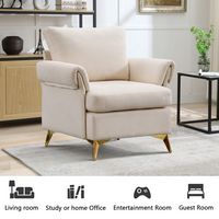 Bestier - Linen Arm Chair with Tufted Cushion and Lumbar Pillow - 31.1