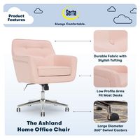 Serta - Ashland Memory Foam & Twill Fabric Home Office Chair - Blush Pink - Left View