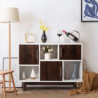 Costway Wood Display Storage Cabinet Console Table TV Stand Multipurpose w/ Door & Shelf - White - Left View
