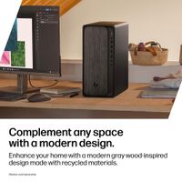 HP - OmniDesk Desktop - AMD Ryzen 5 8500G - 8GB DDR5 Memory - 512GB SSD - Gray Wood - Left View