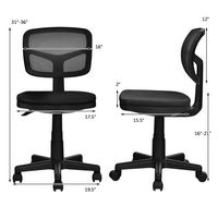 Costway - Computer Mesh Armless Office Chair with Adjustable Swivel - Black - Left View