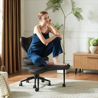 Pinmoco Ergonomic Cross-Legged Swivel Chair, Adjustable Height Meditation Chair with Back Support... - Left View