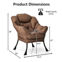 Costway - Modern Polyester Lazy Sofa Chair with Side Pocket - Brown - Left View