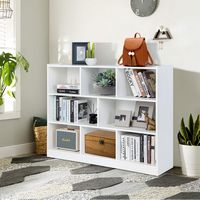 Costway - 3-tier Open Bookcase 8-Cube Floor Standing Storage Shelves Display Cabinet - White - Left View