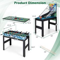 Costway - 14-in-1 Combo Game Table Set with Foosball Air Hockey Ping Pong Chess Shuffleboard - Mu... - Left View