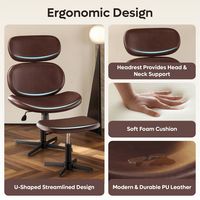 Bestier - Modern Armless Ergonomic Rocking Lounge Chair 360° Swivel Accent Chair with Ottoman PU ... - Left View