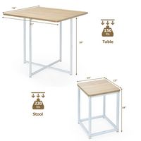 Costway 5pcs Dining Set Compact Dining Table and 4 Stools Metal Frame Nature\ Vintage White - Wal... - Left View