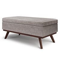 Simpli Home - Owen Lift Top Large Coffee Table Storage Ottoman - Distressed Grey - Left View