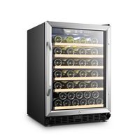 Lanbo - 24 Inch 51 Bottle Stainless Steel Single Zone Wine Fridge with Beech Wood Shelves and Dou... - Left View