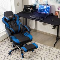 Costway - Adjustable Gaming Chair with Footrest - Blue and Black - Left View