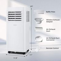 Costway Portable Air Conditioner Cools up to 300 sq.ft 9000 BTU 3 in 1 AC Unit with Fan Dehumidif... - Left View