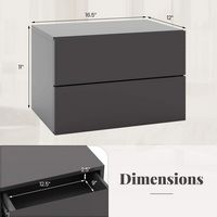 Costway 2 PCS Floating Nightstand with Drawer Storage Modern Floating Bedroom Shelf - Gray - Left View