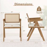 Costway Set of 4 Rattan Accent Chairs Leathaire Dining Chairs Modern Living Room Chairs - White +... - Left View