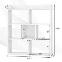 Costway - 1 PCS 7-cube Bookcase Open Storage Shelf with Anti-tipping Kits for Living Room - White - Left View
