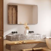 LOVMOR - Tempered Glass Rounded Rectangle Framed Wall-Mounted Bathroom Vanity Mirror - 60