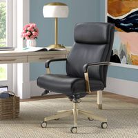 La-Z-Boy - Modern Melrose Executive Office Chair with Brass Finish - Black - Left View