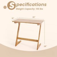 Costway Bamboo Sofa Side Table Z-Shaped Spacious Tabletop Space-Saving TV Snack Tray - Natural - Left View