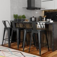 Simpli Home - Rayne Metal Bar Stool (Set of 4) - Black - Left View