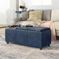 Simpli Home - Avalon Storage Ottoman - Denim Blue - Left View