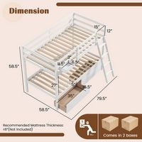 Costway Twin Over Twin Bunk Bed with 2 Storage Drawers Ladder No Box Spring Needed - White - Left View