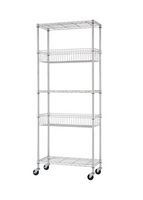 TRINITY - EcoStorage 5-Tier | 30x14x72 | Modular Commercial Wire Shelving | NSF | w/ Baskets & Wh... - Left View