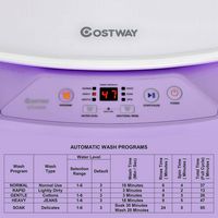 Costway - 8 lb. Portable Fully Automatic Washing Machine with Drain Pump - Purple and White - Left View