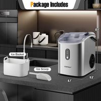 Costway Countertop Ice Maker with Soft Chewable Pellet Ice  Ready in 6 Mins Silver - Silver - Left View