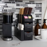 Mind Reader - Cup and Condiment Station, Countertop Organizer, Coffee Bar, Kitchen, Stirrers, 5.3... - Left View