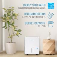 Keystone - 50-Pint 6.35 Quart Dehumidifier with Built-In Pump - White - Left View