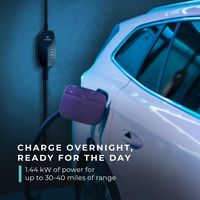 Lectron - J1772 Level 1 NEMA 5-15 Electric Vehicle (EV) WiFi Charger-up to 12A- 16' - Black - Left View