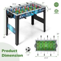 Costway - Foosball Table Game Set with 2 Footballs, Smooth Handle, 18 Realistic Players - Black - Left View