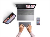Lenovo - Multi-Device Wireless Keyboard - Luna Gray - Left View