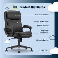 Serta - Comfort Ergo  Ergonomic Executive Upholstered Office Chair - Black - Bonded Leather - Left View