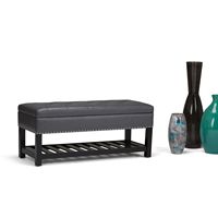 Simpli Home - Lomond Storage Ottoman Bench - Stone Grey - Left View