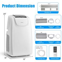 Costway 8000 BTU Dual Hose Portable Air Conditioner Cools up to 400 sq.ft 3-in-1 AC Unit w/ Remot... - Left View