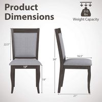 Costway Wood Dining Chairs Set of 2 with Rubber Wood Frame Padded Seat High Backrest - Brown - Left View
