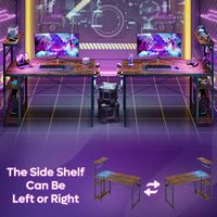Bestier 44-Inch Gaming Desk with RGB LED Lights Computer Desk Featuring 4-Tier Storage Shelves an... - Left View