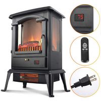 Lifesmart - 3 Sided Flame View Infrared Heater Stove - Black - Left View