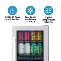 NewAir - 15” Premium Built-in Dual Zone 9 Bottle and 48 Can Wine and Beverage Fridge with SplitSh... - Left View