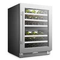 LanboPro - 24 in. 44 Bottle Seamless Stainless Steel Dual Zone Wine Precision Temperature Control... - Left View