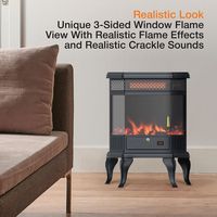 Lifesmart - 3 Element 3D Top Heater Stove with Fire Burning Crackle Sound - Black - Left View