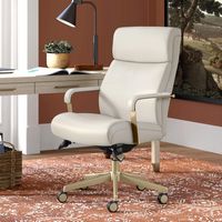 La-Z-Boy - Modern Melrose Executive Office Chair with Brass Finish - Ivory - Left View