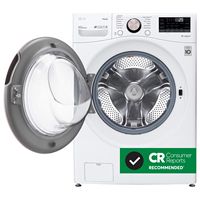 LG - 4.5 Cu. Ft. High-Efficiency Stackable Smart Front Load Washer with Steam and Built-In Intell... - Left View