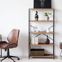Costway - 5-Tier Bookshelf, Industrial Etagere Bookcase, Rustic Display Shelf Organizer - Black +... - Left View
