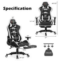 Costway - Racing Massage Gaming Chair with Footrest - White + Black - Left View