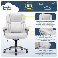 Serta - Garret Bonded Leather Executive Office Chair with Premium Cushioning - White - Left View